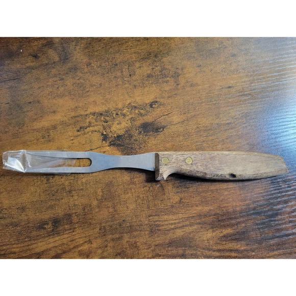 Vintage 2-Prong Serving Fork w/Wooden Handle - 10” Length - Picture 1 of 7